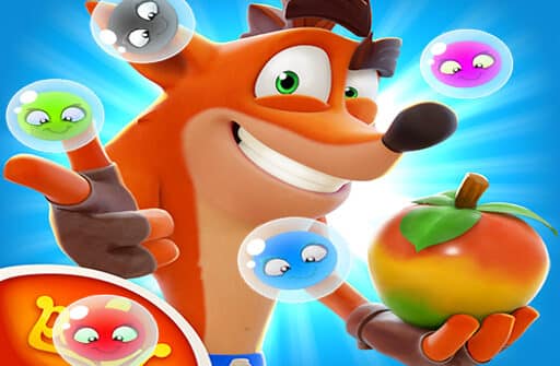 crash bandicoot and frog super shooter bubbles