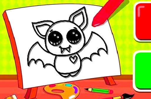 easy kids coloring bat