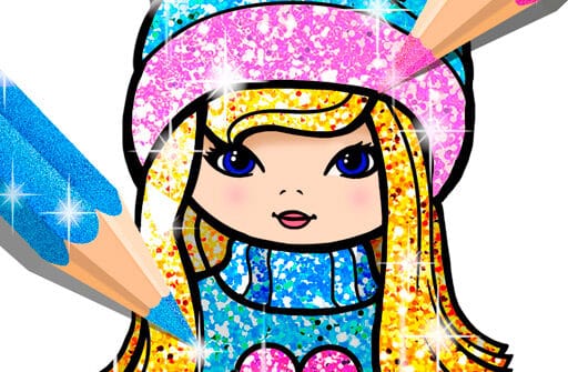 girls coloring book glitter