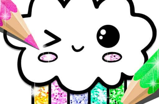 kawaii coloring book glitter