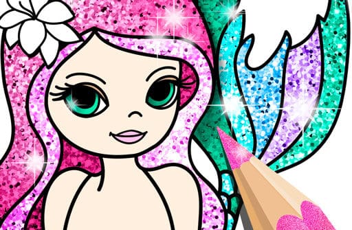 mermaid coloring book glitter