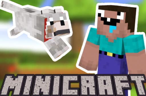 minicraft steve and wolf adventure