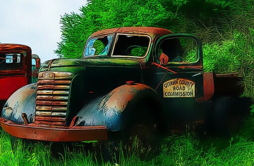 old rusted trucks