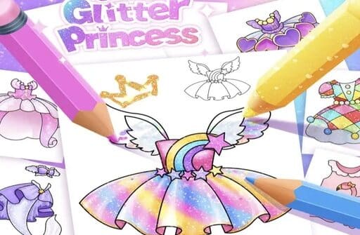 princess coloring glitter for girl