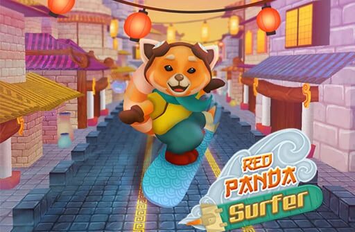 red panda surfer