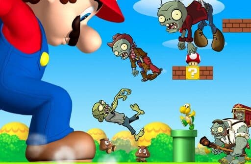 super mario shooting zombie