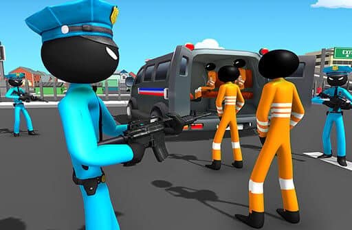 us police stickman criminal plane transporter game